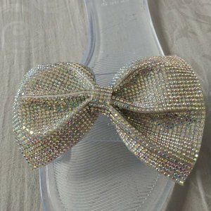 Rouge Sandals Women Bling Rhinestone Bow Slide Flat Jelly Sandal Open 9